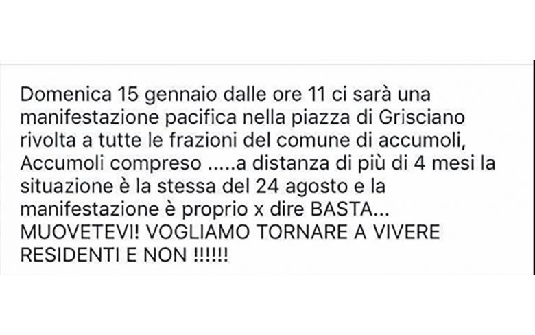 Post Terremoto Da Grisciano Inizia La Protesta Domenica Un Primo Grido D Allarme Lo Stato Dov E Piceno Oggi