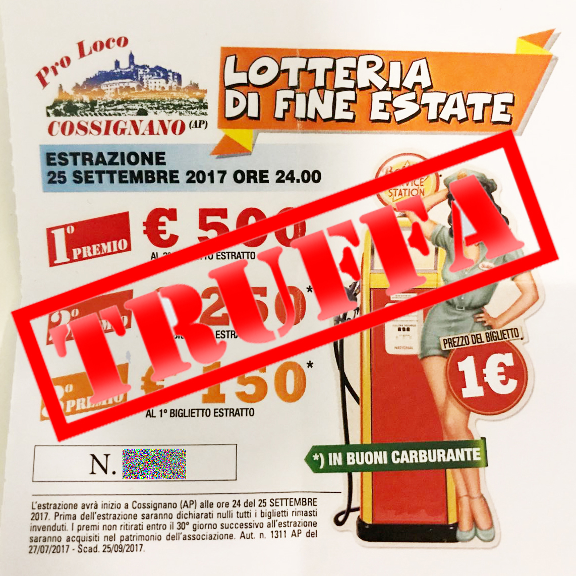 Lotteria di fine estate a Cossignano ma era una truffa, tagliandi venduti  da San Benedetto a Tortoreto - Piceno Oggi